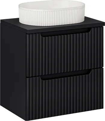 Produktbild von Waschtisch 60cm, in schwarz, gerillte Front, NEWPORT-56-BLACK