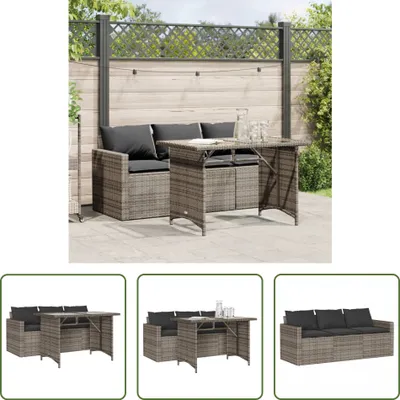 Produktbild von The Living Store 2-tlg. Garten-Essgruppe mit Kissen Grau Poly Rattan