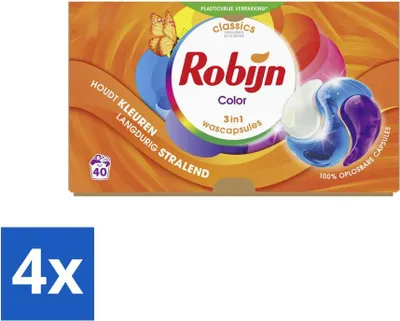 Produktbild von Robijn – 3-in-1-Farbe – Waschkapseln – 40 Wäschen - Vorteilspack - 4 Stücke