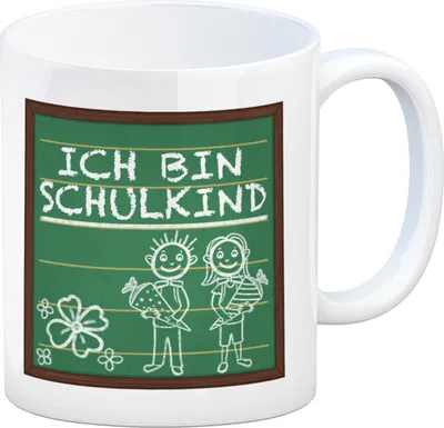 Produktbild von Ich bin Schulkind Kaffeebecher für die Einschulung im Tafellook