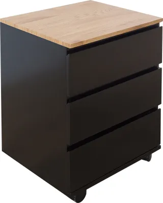 Produktbild von Moderner Rollcontainer BIG DEAL edelmatt schwarz Eiche Bürocontainer Büroschrank mit 3 Schubladen mit Rollen
