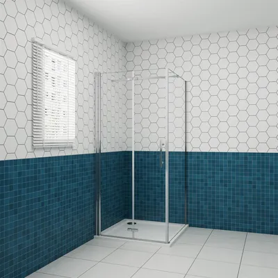 Produktbild von 100x90cm 195cm 6mm Duschkabine Duschtür Eckdusche Falttür Scharniertür