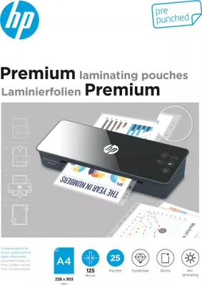 Zdjęcie produktu dla HP Laminierfolien Premium A4 125 Micron  25x mit Lochung