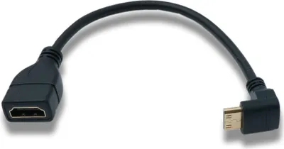 Produktbild von SYSTEM-S HDMI 1.4 Kabel 20 cm MIni Stecker zu Standard Buchse Down Angled Winkel