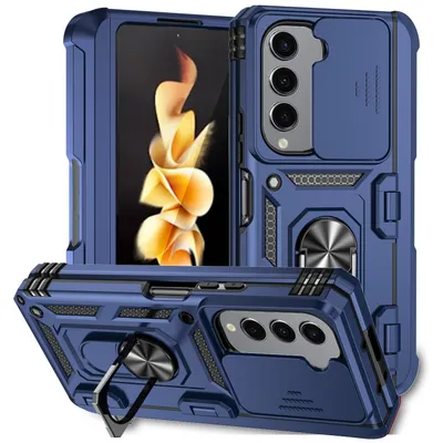 Obrázek produktu pro Pouzdro pro Samsung Galaxy Z Fold 5 dvouvrstvé pouzdro s posuvným krytem kamery a prstencovým stojánkem modré