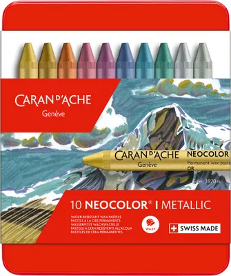 Image de CARAN D'ACHE 7004310 CARAN D'ACHE craie de cire NEOCOLOR I métallique, étui de 10