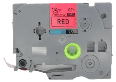 Produktbild von Laminierbares Etikettenband, schwarz auf rot, 12 mm, für Brother P-Touch