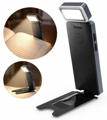 Produktbild von LED Leselampe mit Klemme, USB-C aufladbar, 3 Farbtemperaturen und 5 Helligkeitsstufen, verstellbarer Lampenkopf, für Bett, Buch und unterwegs
