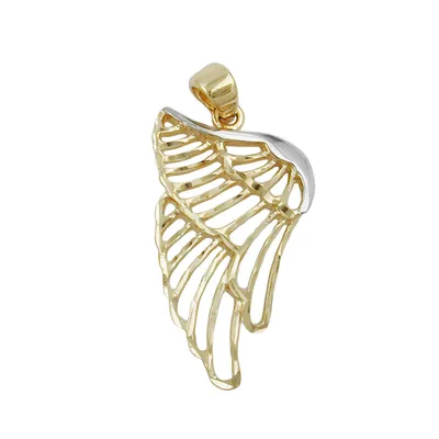Produktbild von Anhänger Engelsflügel 24x14mm bicolor rhodiniert diamantiert 9Kt GOLD Gallay Schmuckgroßhandel