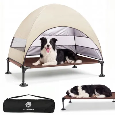 Immagine prodotto di Letto rialzato per cani con tetto pieghevole – lettino da esterno per giardino e spiaggia