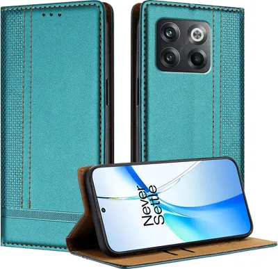 Immagine prodotto di Custodia per OnePlus 10T in pelle con funzione stand verde