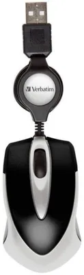 Zdjęcie produktu dla Mysz optyczna podróżna Go-Mini, mała mysz komputerowa z wysuwanym kablem, USB-A, mysz mini, minimalna rozdzielczość 1000 dpi, do laptopa/notebooka, czarna, pojedyncza