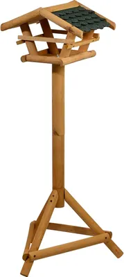 Image de Nichoir à oiseaux avec support - Station d'alimentation pour oiseaux en bois avec toit en bitume - Jardin, balcon, terrasse - Vert - 44