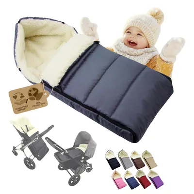 Produktbild von BAMBINIWELT Winterfußsack Fußsack universal  108cm für Babyschale Kinderwagen Buggy Wolle LINIERT DUNKELGRAU