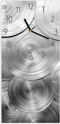 Produktbild von Wanduhr aus Glas mit Motiv Metallische Scheiben- 30 x 60 cm - inkl. Aufhängesystem