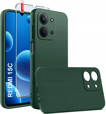 Obrázok produktu pre Puzdro zelené, matné, silikónové, tenké, pre Xiaomi Redmi 15C 5G + sklo 9H