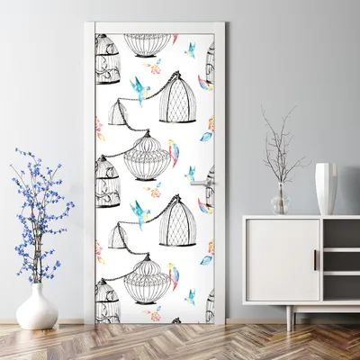Produktbild von Dekorative Tür Wandaufkleber Wandtattoo selbstklebend dekoration Vogelkäfige & Vögel 85 x 200 cm