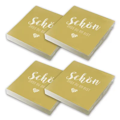Produktbild von itenga 80x Serviette Schön dass du da bist currygelb Set