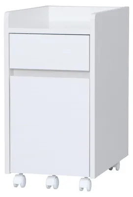 Immagine prodotto di Cassettiera con ruote - Rovere bianco - 3 cassetti - 46,5 x 31,2 x 59 cm - Con rotella girevole
