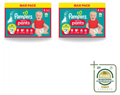 Imagen del producto de 2 paquetes de pañales tipo pantalón Pampers Baby-Dry, talla 4 (9-15 kg) - Paquete económico - 2 unidades