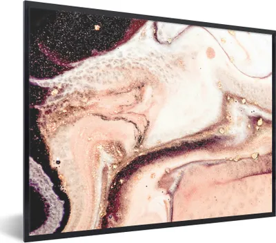 Produktbild von MuchoWow® Gerahmtes Poster Stein - Marmor - Edelstein - Abstrakt - Natur - Rosa 80x60 cm - Poster mit Schwarzem Bilderrahmen Wandposter Rahmen Foto Bilder - Schwarzem - Mit Gestell