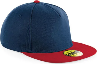 Image de Beechfield B660 | Original Flat Peak Snapback Cap / Casquette / Bonnet / Chapeau - Couleur : French Navy/Classic Red - Taille : One Size