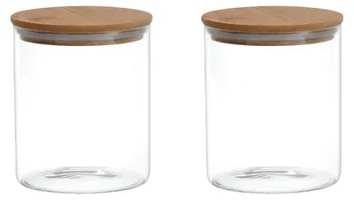 2er-Set Glasvorratsdosen 200 ml mit Bambusdeckel
