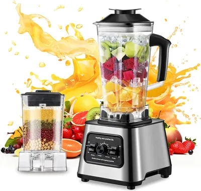 Produktbild von Multifunktionsmixer & Entsafter - 2-in-1 Standmixer - 2,5 L Behälter - 4-Klingen-Messer - 9 Stufen - Eiszerkleinerung - Würfel-/Hacker-Aufsatz - 220V EU-Stecker