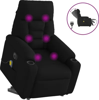 Obrázek produktu pro Elektrické zvedací masážní polohovací křeslo černé textil