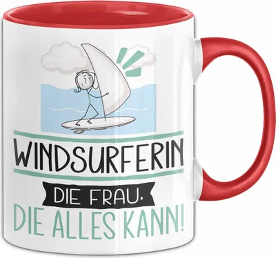 Produktbild von Windsurferin Geschenk Tasse Becher Die Frau Die Allen Kann Geschenkidee für eine Windsurferin Lustig (Rot)