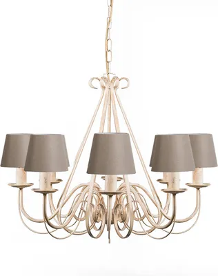Produktbild von QAZQA - Klassisch I Antik Kronleuchter I Chandelier 60 cm mit Lampenschirmen in taupe - Giuseppe 8 I Wohnzimmer - Stahl Rund I Organisch - LED geeignet E14