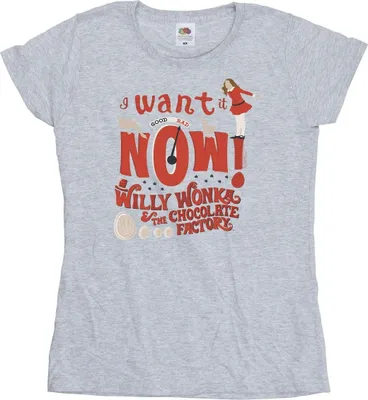 Produktbild von Willy Wonka - "Verruca Salt I Want It Now" T-Shirt für Damen BI51033 (M) (Grau)
