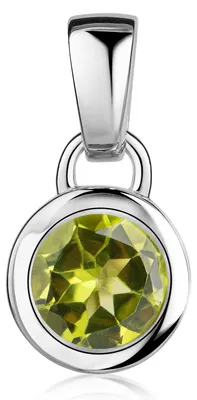 Obrázek produktu pro MATERIA, náhrdelník s přívěskem "Damen Kettenanhänger", peridot, stříbro 925, kulatý, zelený, volitelně s řetízkem KA-505, zelený