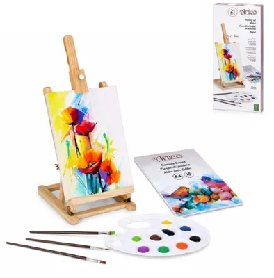 Image de Ensemble de peinture avec chevalet 21 pièces