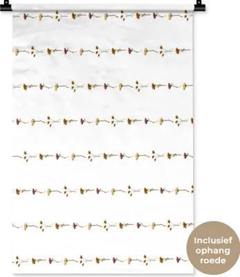 Produktbild von MuchoWow® Wandteppich Wandbehang Blumen - Muster - Pastell 60x90 cm Tapisserie Dekoration Wandtuch - Foto-Teppich - Abwaschbar