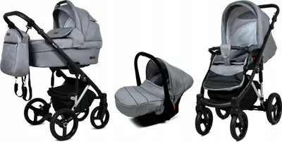 Produktbild von BabyLux® UZO | 3in1 Kinderwagen Set | Steel | Kombikinderwagen | Kinderwagenset | Buggy + Babywa