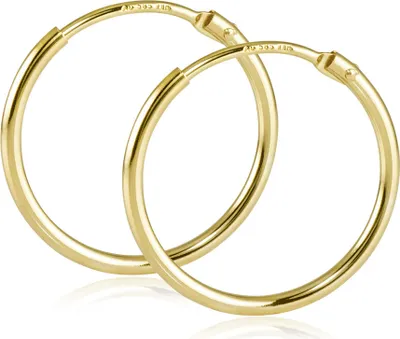 Produktbild von MATERIA Damen Creolen 585 Gold Ohrringe 17mm Goldcreolen klein flexibel mit Geschenk-Box  Germany #GO-7