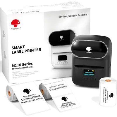 Zdjęcie produktu dla Phomemo M110 Drukarka Etykiet Bluetooth 3 Rolki Termiczna