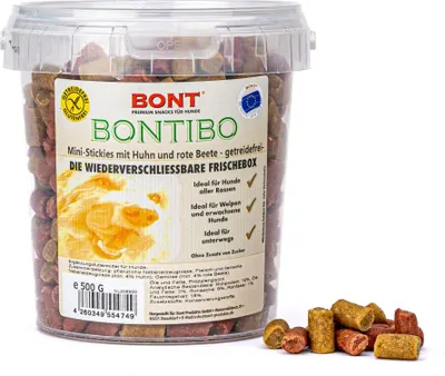 Produktbild von Bontibo Mini-Stickies mit Huhn und rote Beete - getreidef