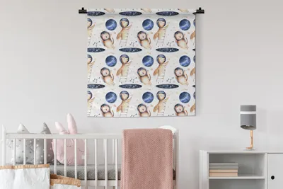Produktbild von MuchoWow® Wandteppich Wandbehang Fuchs - Katze - Weltraum - Jungen - Mädchen - Kinder - Kinder 90x90 cm Tapisserie Dekoration Wandtuch - Wandaufhänger