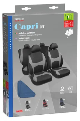 Produktbild von LAMPA Capri Sitzschonbezug Vorne und Hinten Polyester Schwarz Blau Sitzbezug