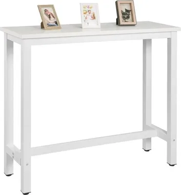 Image de Table de cuisine et de bar - Plateau en MDF et structure métallique - 120 x 100 x 40 cm - Blanc