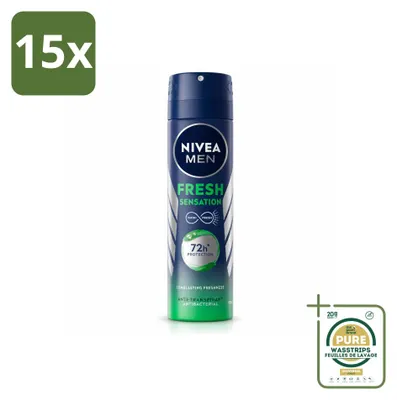 Productafbeelding van 15 x NIVEA MEN Fresh Sensation Deodorantspray - 150 ml - Voorraadverpakking - 15 stuks