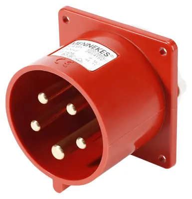 Produktbild von Mennekes CEE, 5-pol , Kunststoff-, Schraubkontakt-Einbaustecker, vernickelte(r) Kontakt(e), gerade, max. 6 mm², rot