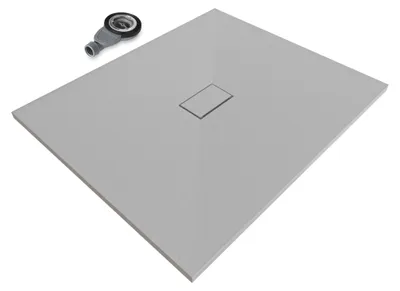 Produktbild von i-flair SMC Duschwanne 120x100 cm – 26 mm flach inkl. Ablaufgarnitur mit Deckel, Grau