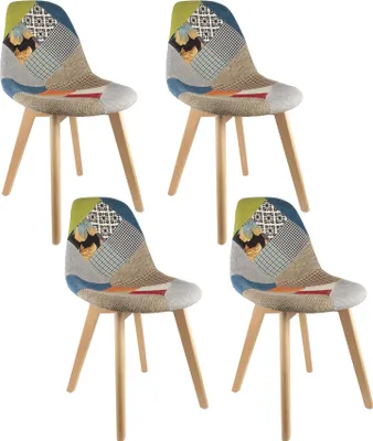 Image de Chaise Scandinave Patchwork - Lot De 4