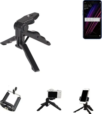 Produktbild von K-S-Trade Stativ Tisch-Ständer Dreibein Handy-Stativ Ständer kompatibel mit Oppo A1 Mini-Stativ Smartphone Tripod Handy-Stativ aus Plastik schwarz