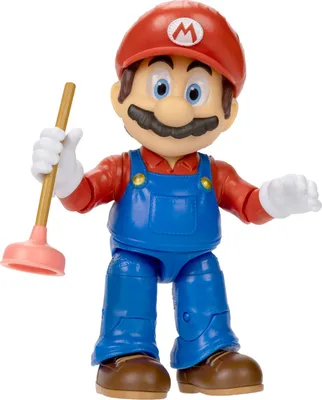 A Mario action figure holding a plunger.
