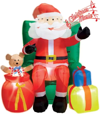 Produktbild von Aufblasbarer Weihnachtsmann sitzend mit Geschenken 122 cm -