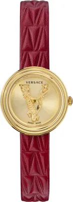 Zdjęcie produktu dla Versace VET300521 V-Virtus Small gold rot Leder Damen Uhr NEU